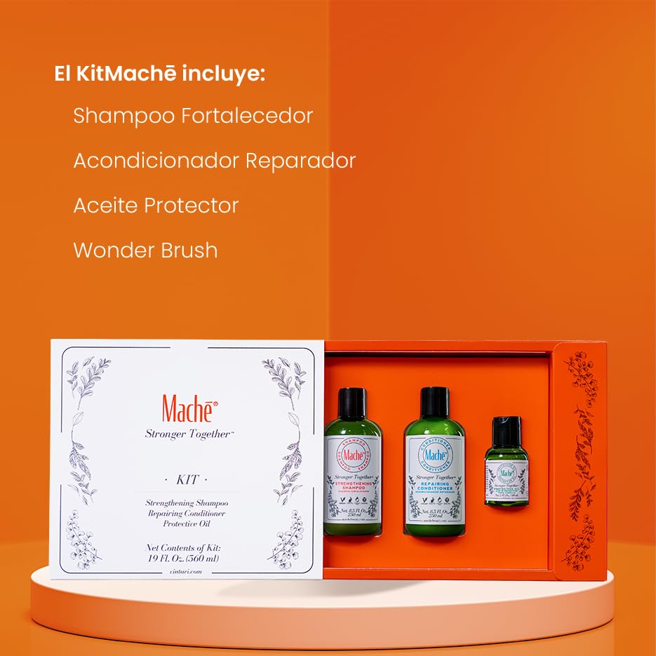 Kit Machē with Shampoo, Conditioner, Oil & Brush – Complete Hair Care Set for Smooth & Shiny Hair – Perfect for Daily Use, Salon Styling & Hair Treatment at Home