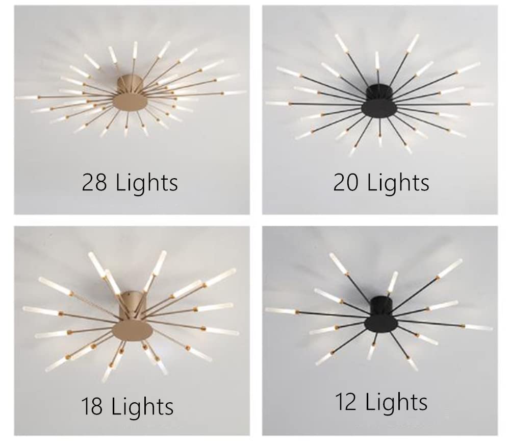 NIUYAO Starburst Style Modern Semi Flush Mount Ceiling Light Fixture - 12-Light Gold Acrylic Close-to-Ceiling Lamp with Included Bulbs for Bedroom, Living Room, Dining Room, Bathroom & Kitchen | Perfect for Modern Home Decor and Ambient Lighting