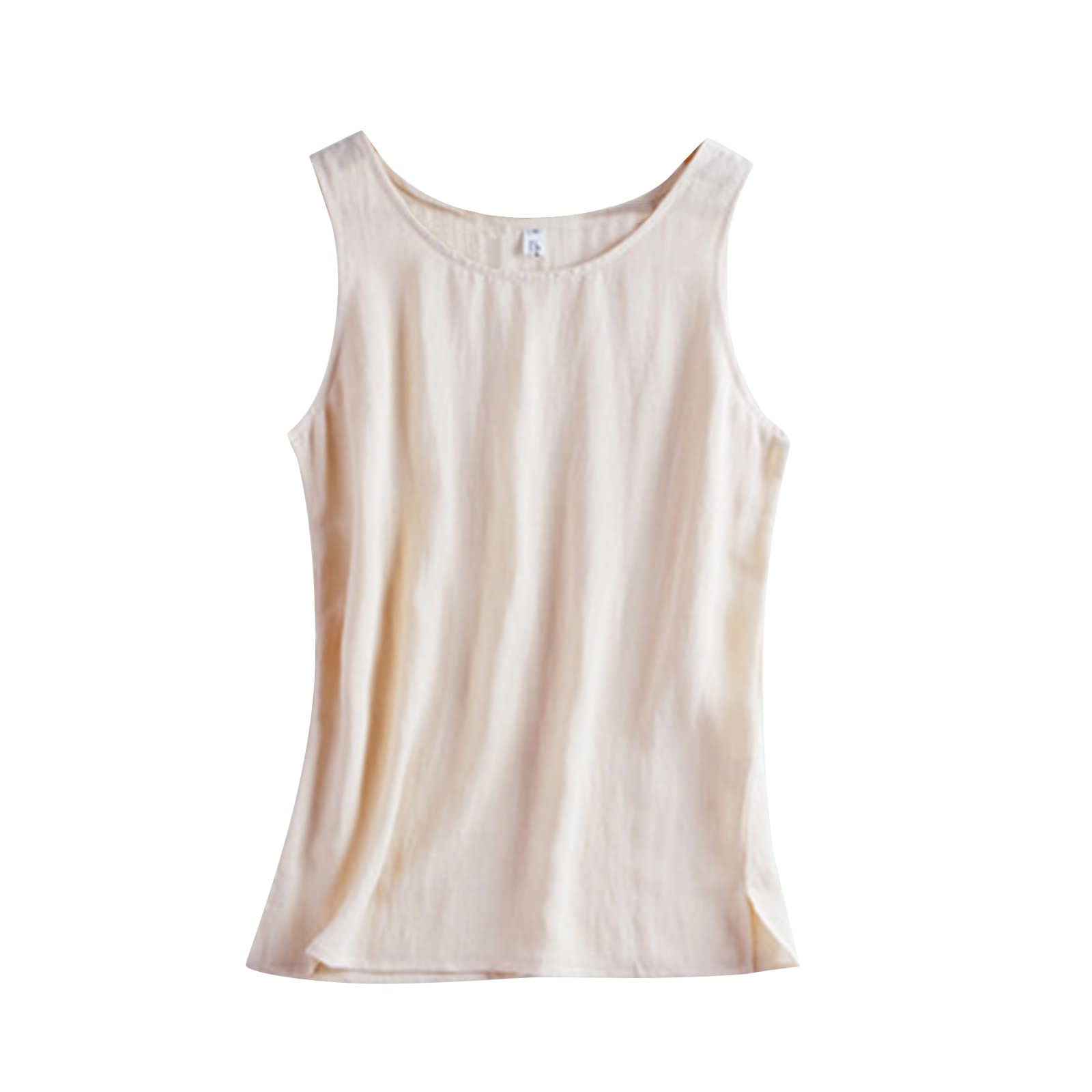 Women's Summer Sleeveless Linen Tunic Tops - Plus Size Casual Crewneck Camisole & Tank T-Shirts - Perfect for Beach Outings, Vacation Wear and Everyday Comfort