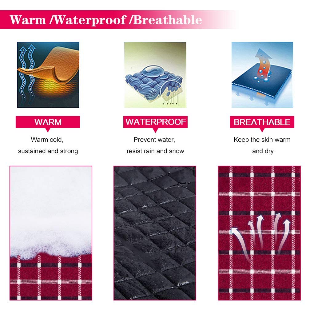 Waterproof Reversible Plaid Dog Jacket for Winter - Warm & Cozy Dog Vest for Small, Medium & Large Dogs (Red, Size M) - Perfect for Cold Weather Walks, Outdoor Adventures & Pet Fashion