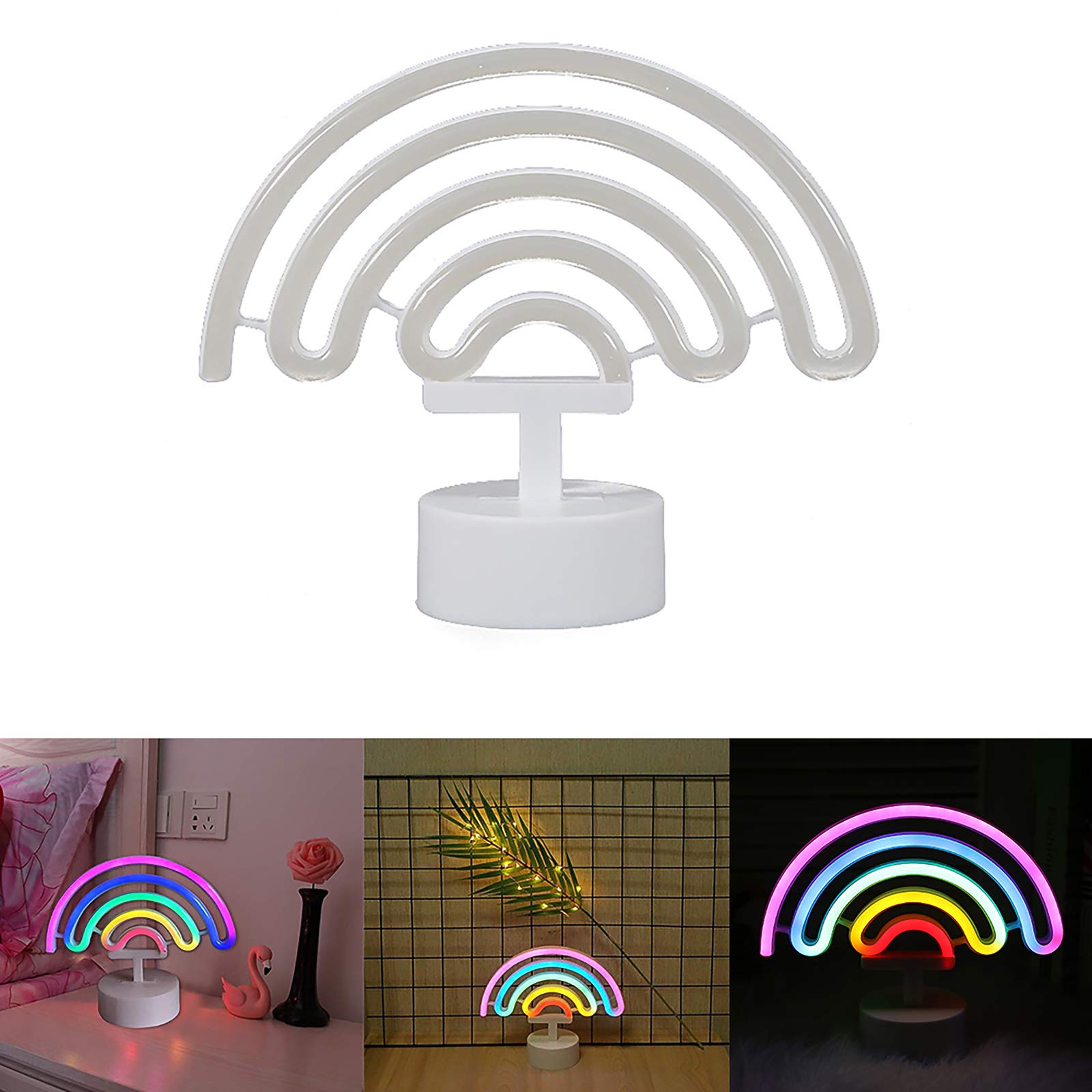 Rainbow LED Night Light - Colorful Neon Sign Lamp for Bedroom, Kids Room, Nursery & Home Decor | Perfect for Mood Lighting, Parties & Relaxation