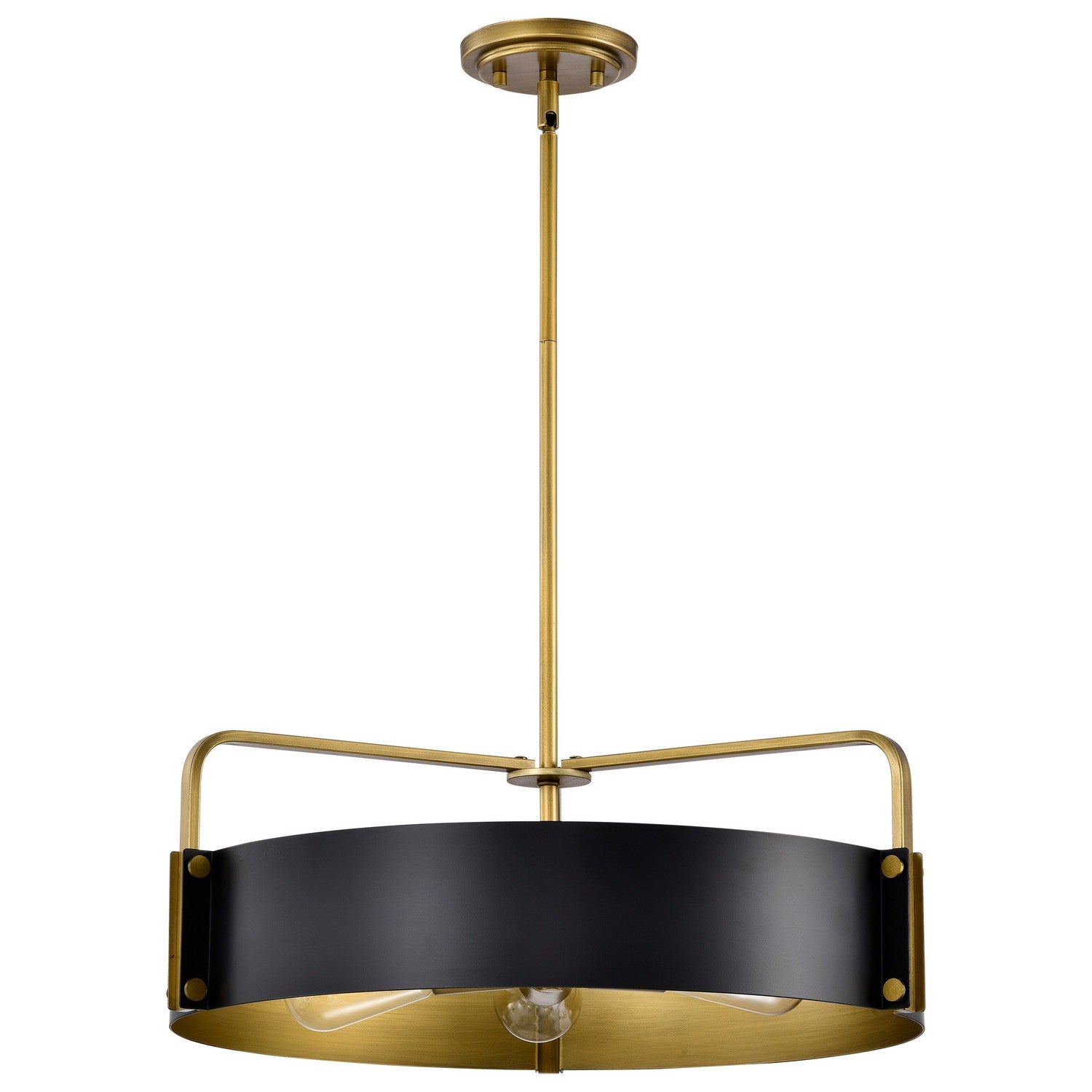 22 Inch 5-Light Modern Pendant Lighting Fixture - Matte Black & Natural Brass Finish for Dining Room, Kitchen Island or Entryway
