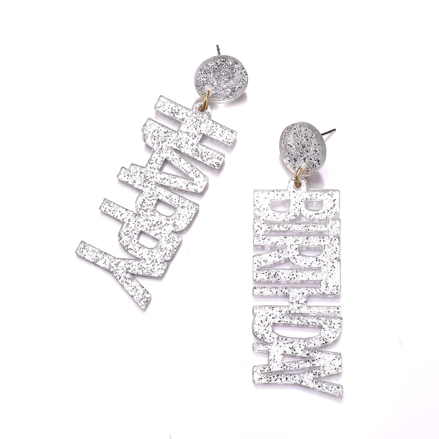 Happy Birthday Acrylic Glitter Letter Drop Dangle Earrings for Women - Sparkling Party Jewelry for Birthday Celebrations & Festive Gifts