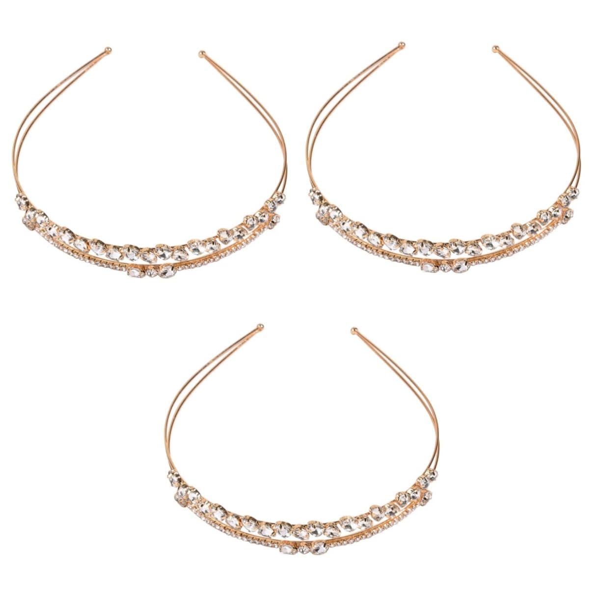 Minkissy 3-Piece Pearl Crystal Bridal Headband Set – Rhinestone Tiara Hairpiece for Wedding, Bride & Princess – Elegant Alloy Metal Hair Accessories for Bridal Shower, Bachelorette Party & Formal Events