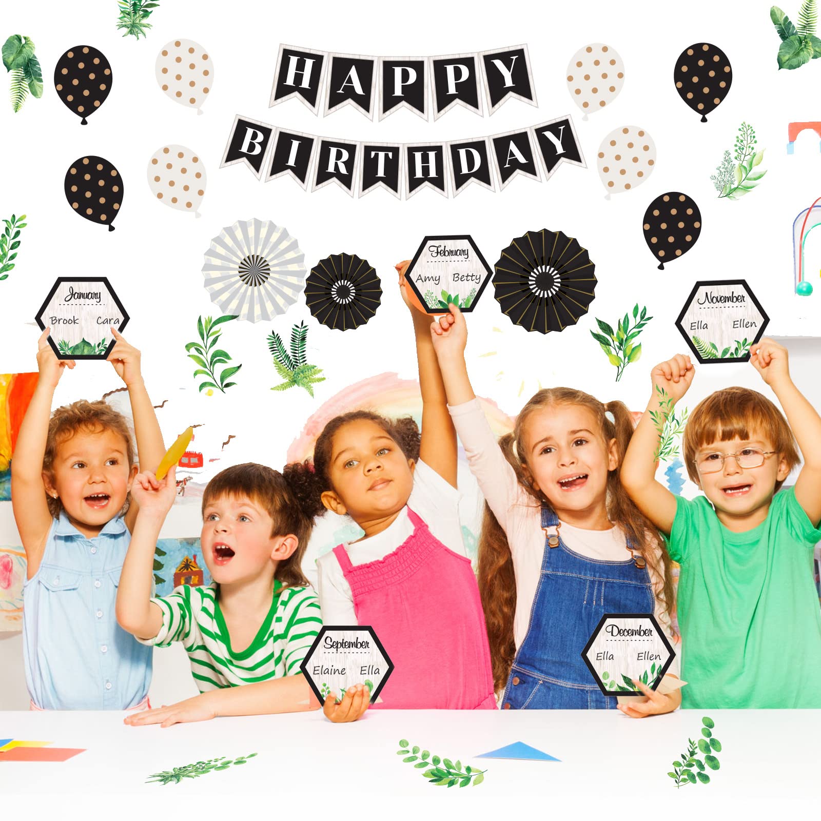 Boho Happy Birthday Bulletin Board Set - Birthday Party Decorations for Classroom, Calendar & Bulletin Boards - Perfect for School, Office & Home Celebrations