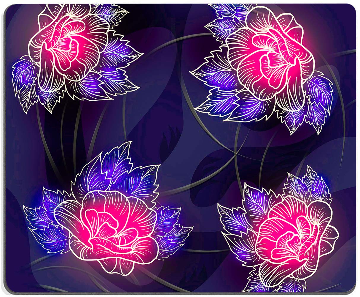 Floral Non-Slip Rubber Mouse Pad - Small Cute Flower Design Mousepad for Women & Girls - Office, Dorm, Computer, Laptop & Travel Use - Perfect Gift for Work & Home Decor