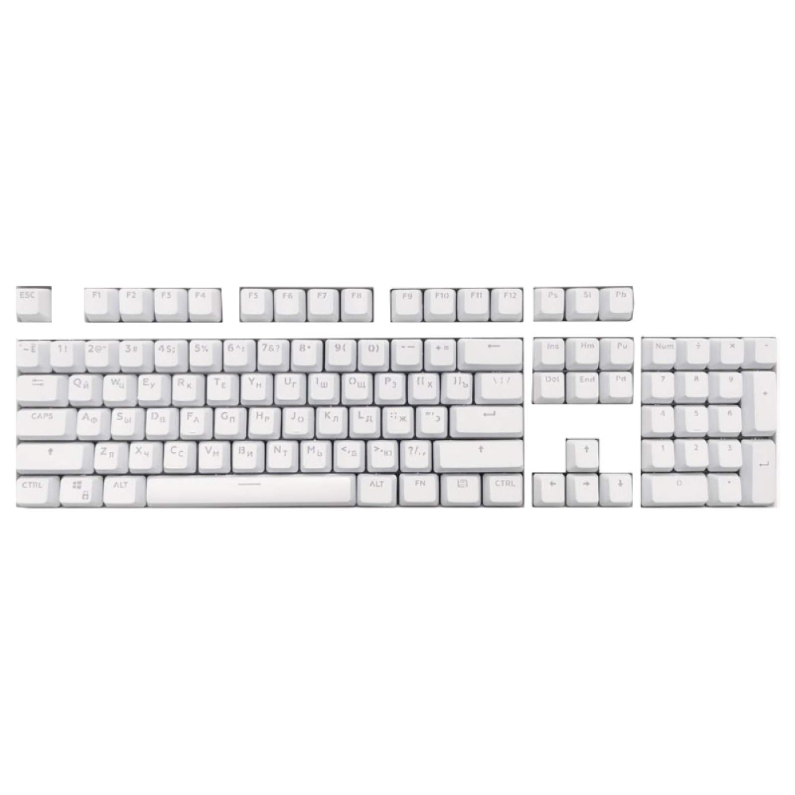 IKAXIYO 108Pcs Russian Backlit Keycaps for Mechanical Keyboards - Durable ABS Plastic, Customizable RGB Lighting for Gaming & Typing (Perfect for Gamers, Programmers & Office Work)