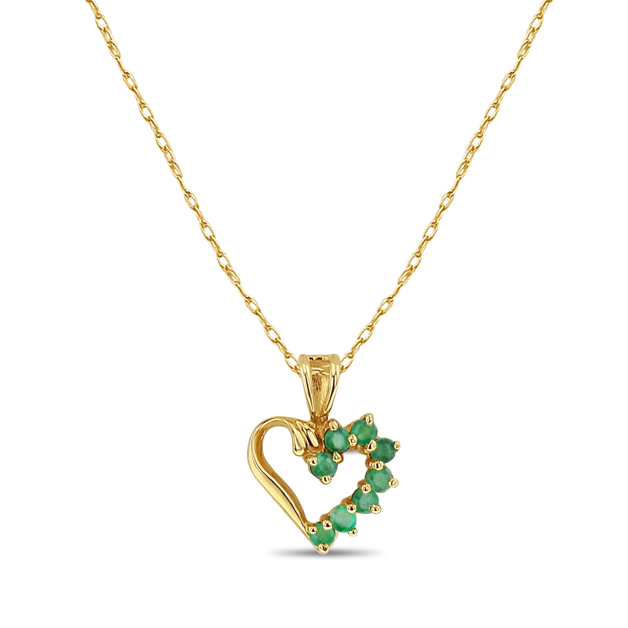 14K Yellow Gold Heart Shaped Emerald Necklace - Elegant Jewelry Gift for Women, Perfect for Valentine's Day, Anniversary & Special Occasions