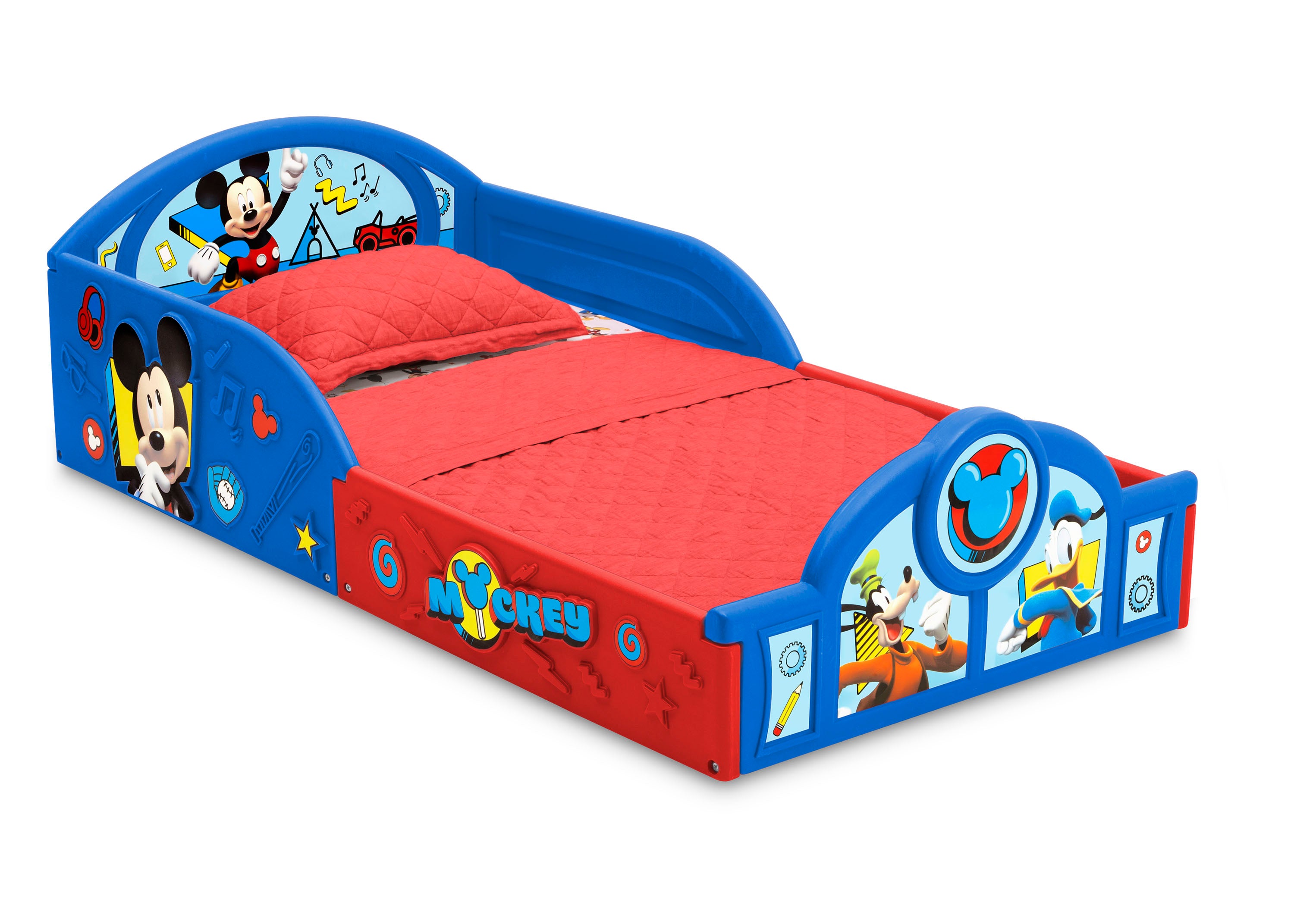 Disney Mickey Mouse 5-Piece Toddler Bedroom Set - Toddler Bed, Play Table with 2 Chairs & 6-Bin Toy Organizer | Cute Nursery Decor for Kids Room, Playroom & Daycare