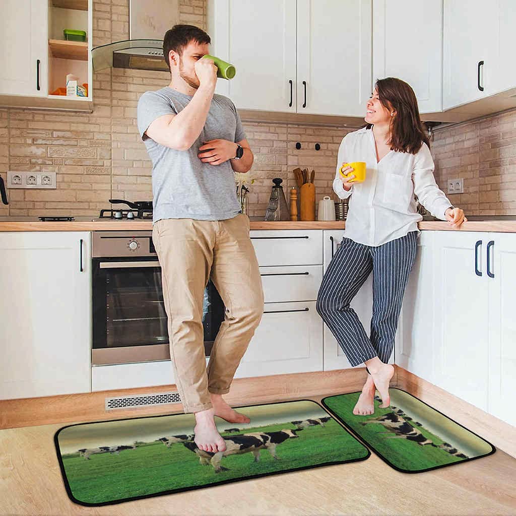 Farmhouse Kitchen Rug Mat with Cows & Stormy Sky Design - Non-Slip, Absorbent Runner for Kitchen, Entryway, Hallway, Laundry, Bathroom, Bedroom, and Outdoor Patio