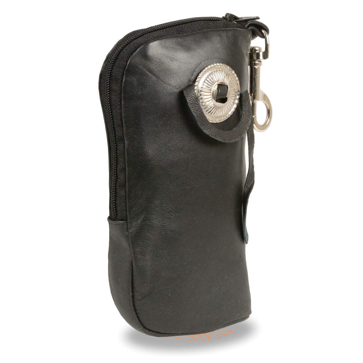 Milwaukee SH508 Genuine Black Leather Eyeglass Case with Concho - Stylish & Durable Eyewear Holder for Men & Women - Perfect for Travel, Office, and Everyday Use