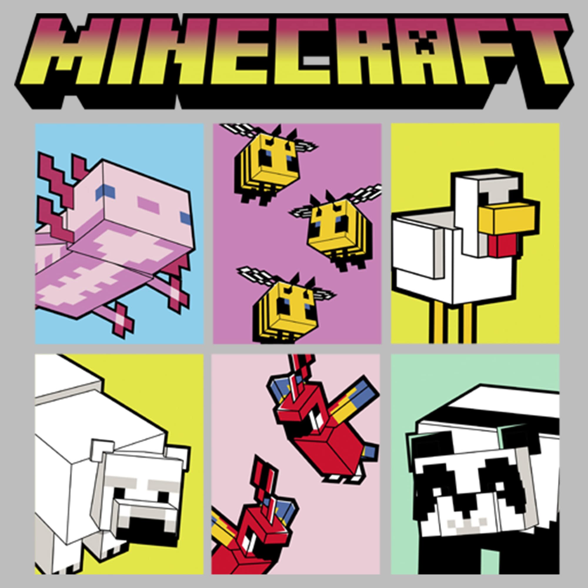 Minecraft Animal Mobs T-Shirt for Kids - Cute Gaming Graphic Tee for Boys & Girls - Perfect for School, Playdates & Video Game Parties
