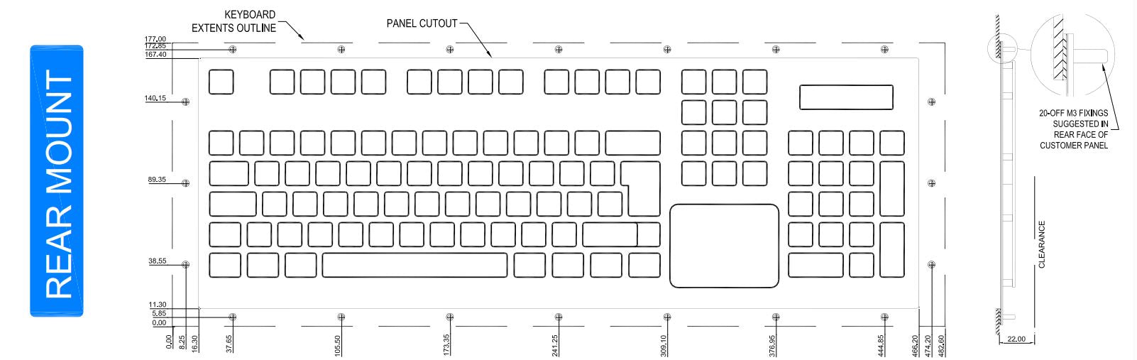 CKS 128P Rugged Industrial Keyboard - Waterproof, Dustproof, Anti-Spill Mechanical Keyboard for Harsh Environments | Perfect for Factories, Warehouses & Outdoor Workstations