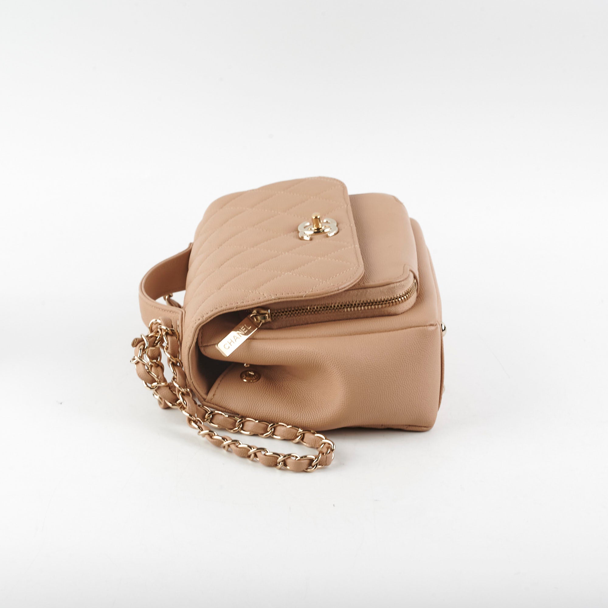 Chanel Business Affinity Beige Leather Medium Flap Bag - Luxury Designer Handbag for Women, Perfect for Office, Travel & Everyday Use