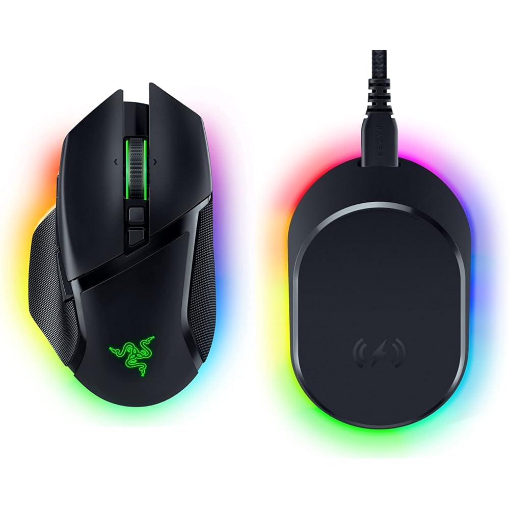 Razer Basilisk V3 Pro Wireless Gaming Mouse with Dock & Charging Puck - Ergonomic RGB Mouse for PC Gaming, Work & Productivity