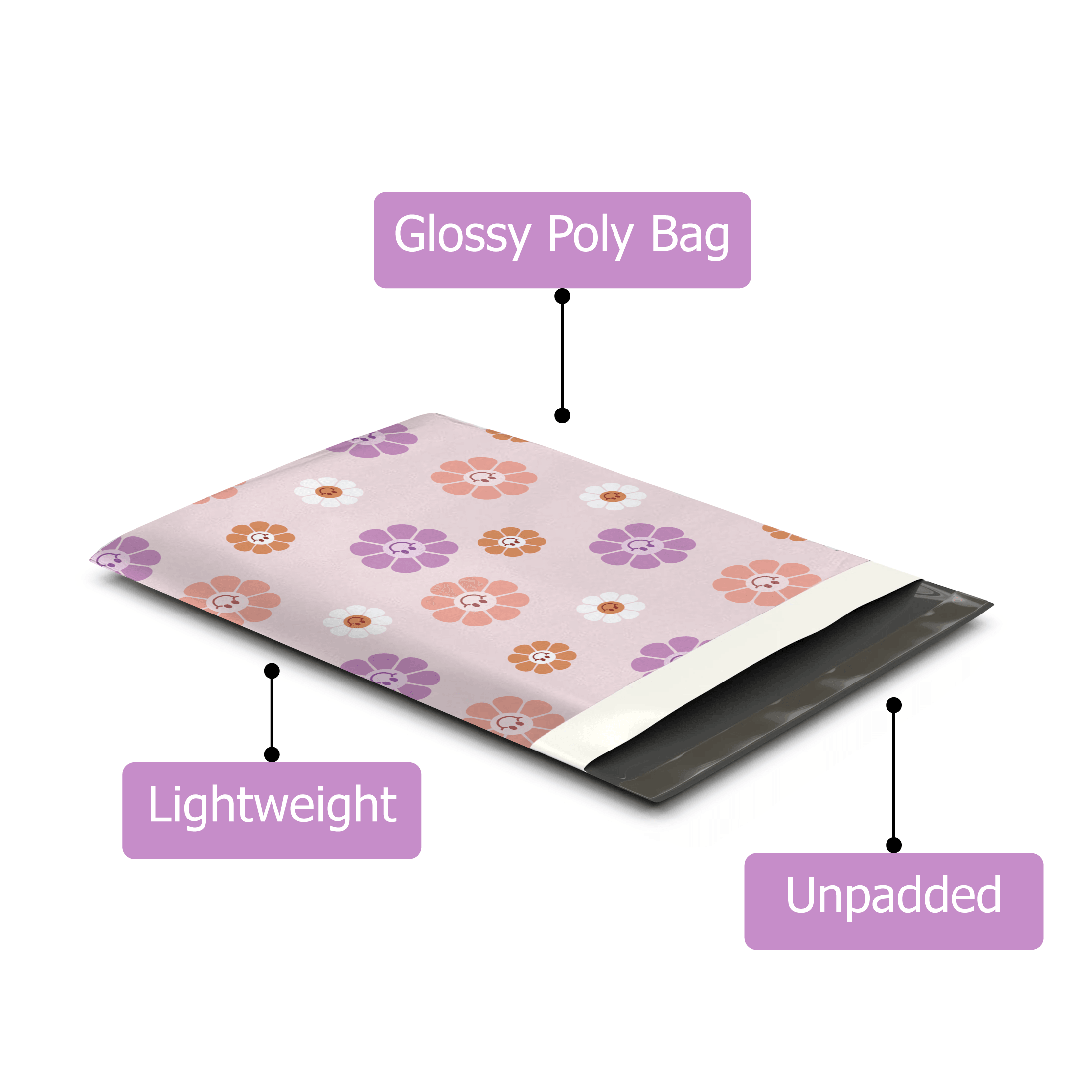 10x13 Groovy Flowers Designer Poly Mailers - Premium Printed Shipping Envelopes for Ecommerce, Small Business & Online Stores - Waterproof Mailing Bags for Packages, Gifts & Subscriptions