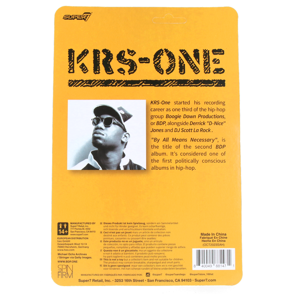 KRS One (By All Means Necessary BDP) ReAction Figures Wave 1 - Hip Hop Collectible Action Figure for Fans & Collectors - Perfect for Display, Gifts, and Music Memorabilia Collections