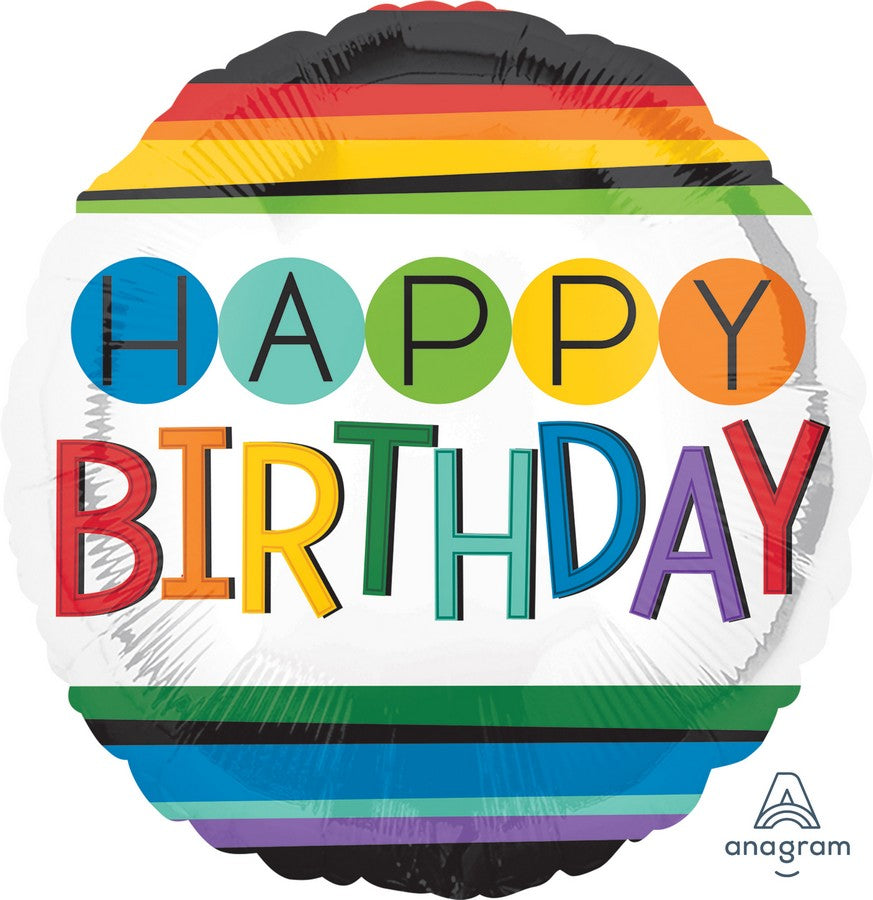 45cm HX Rainbow Happy Birthday Balloon - Large Latex Party Balloons for Birthday Decorations, Baby Showers, Graduations & Celebrations