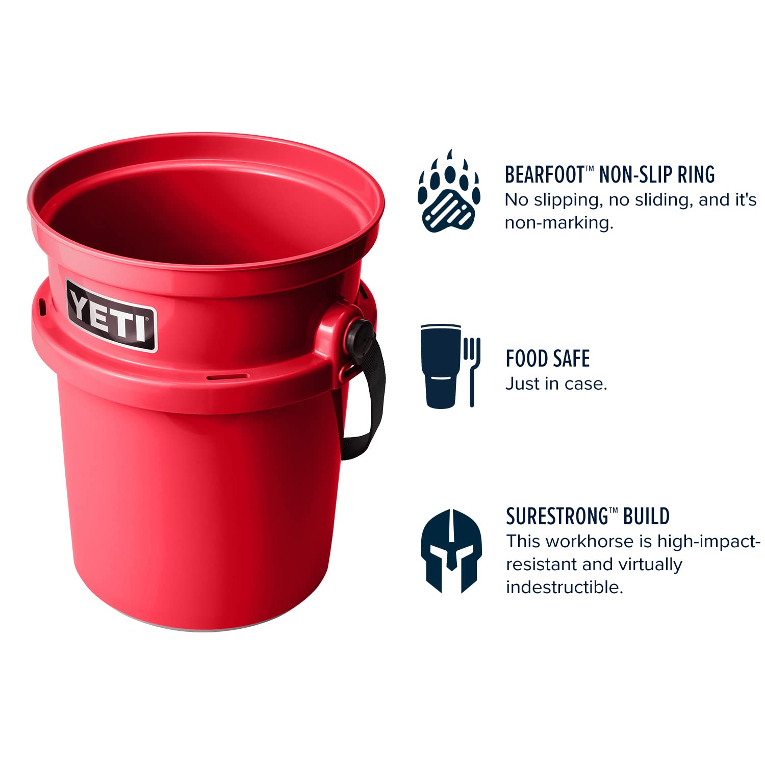 YETI Loadout 5-Gallon Heavy Duty Bucket - Durable Impact Resistant Fishing & Utility Pail for Outdoor Adventures, Camping, and Work Sites