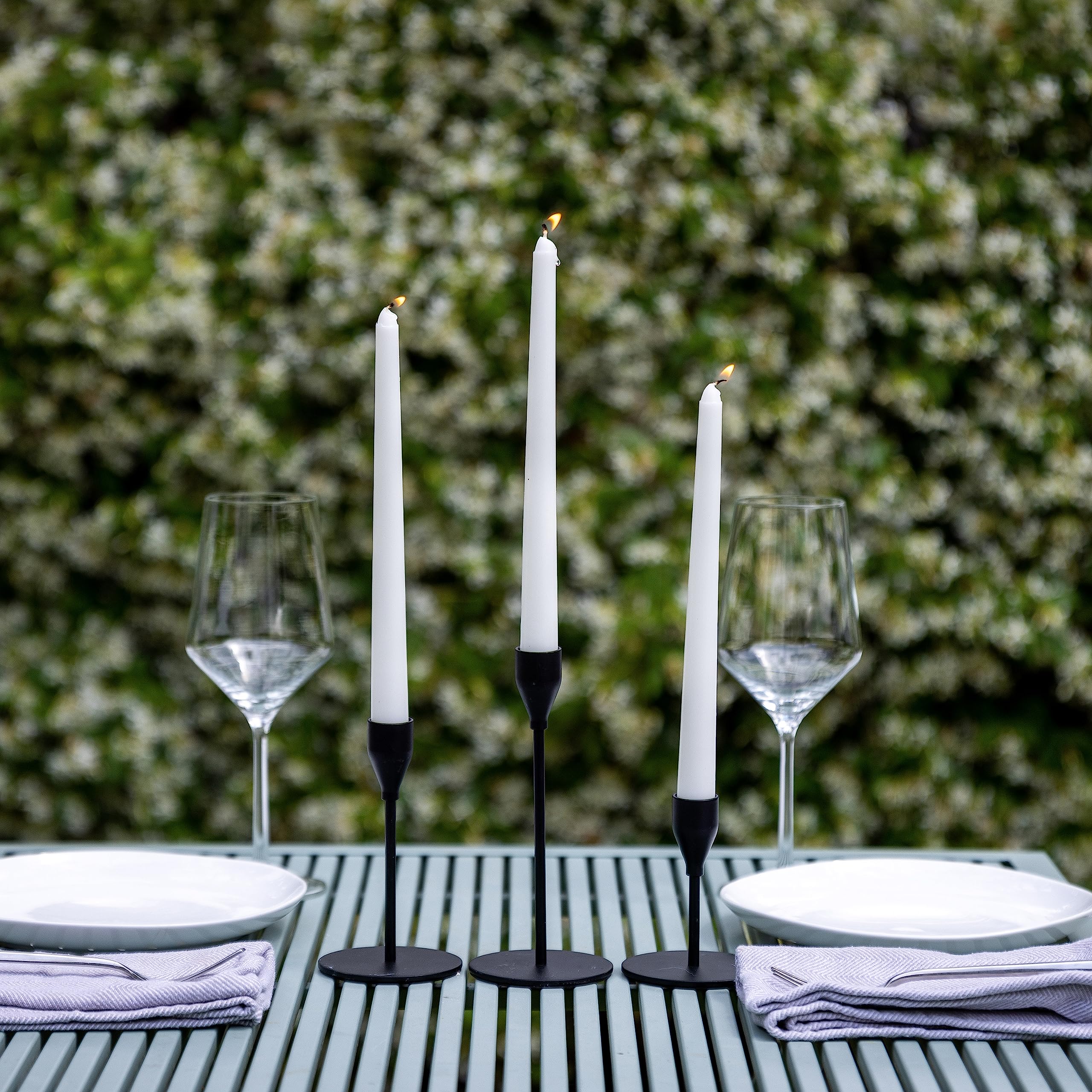 Stonebriar 10-Inch White Unscented Dripless Taper Candles - Pack of 30, 7-Hour Burn Time - Perfect for Weddings, Dinner Parties & Holiday Decorations