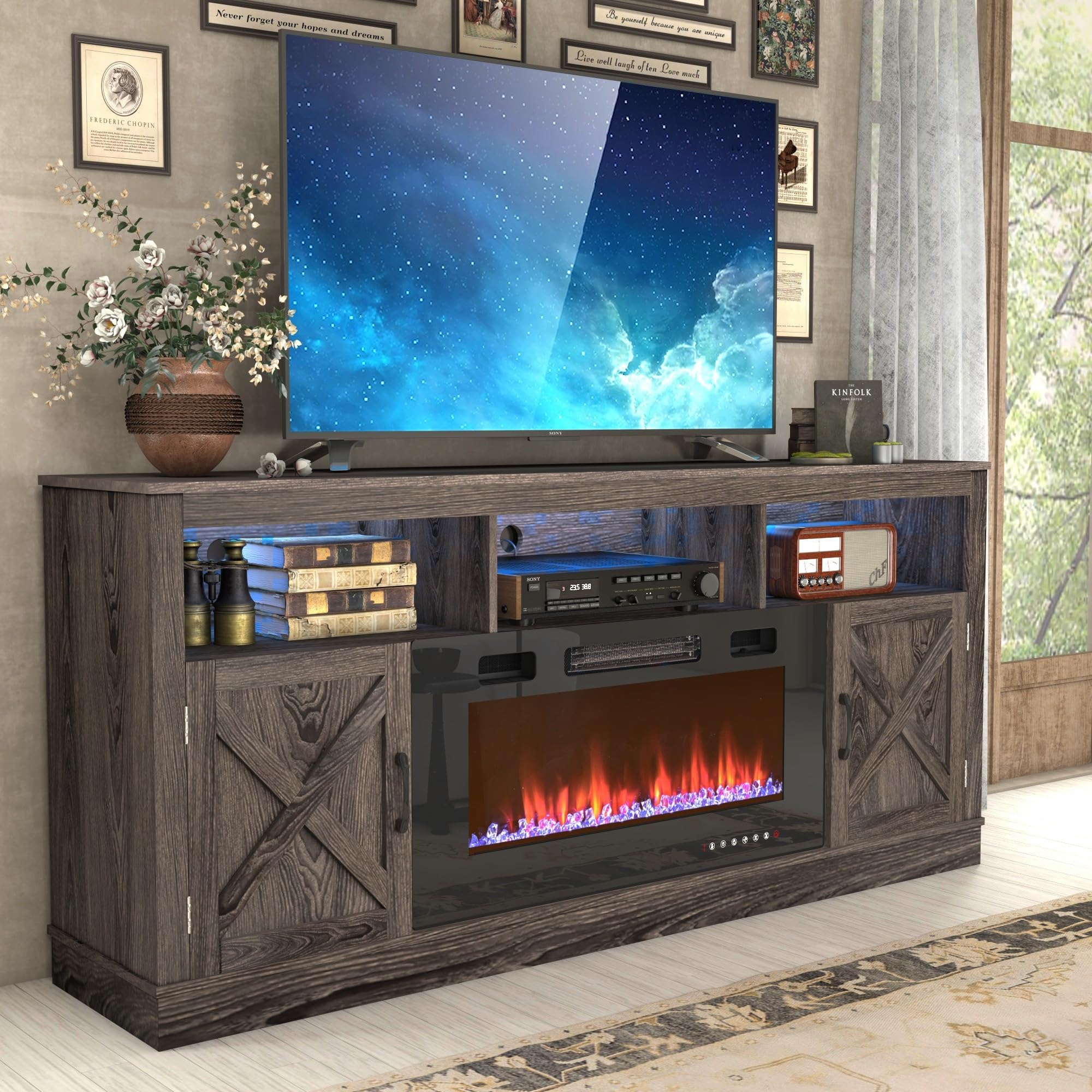 Farmhouse TV Stand for 70/75/80 Inch TV - 32