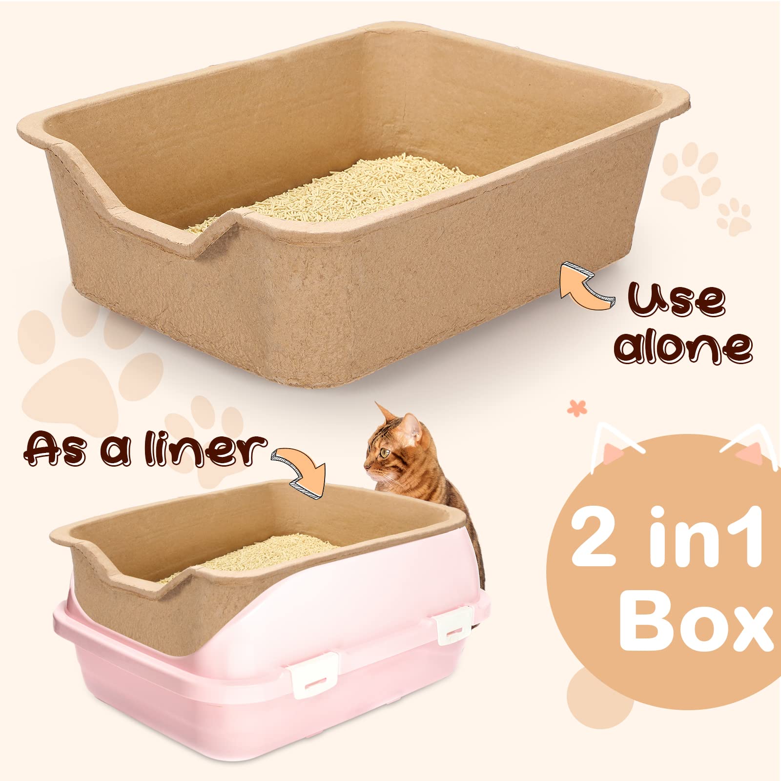 Harloon 10 Pack Extra Large Disposable Cat Litter Boxes - 22.4
