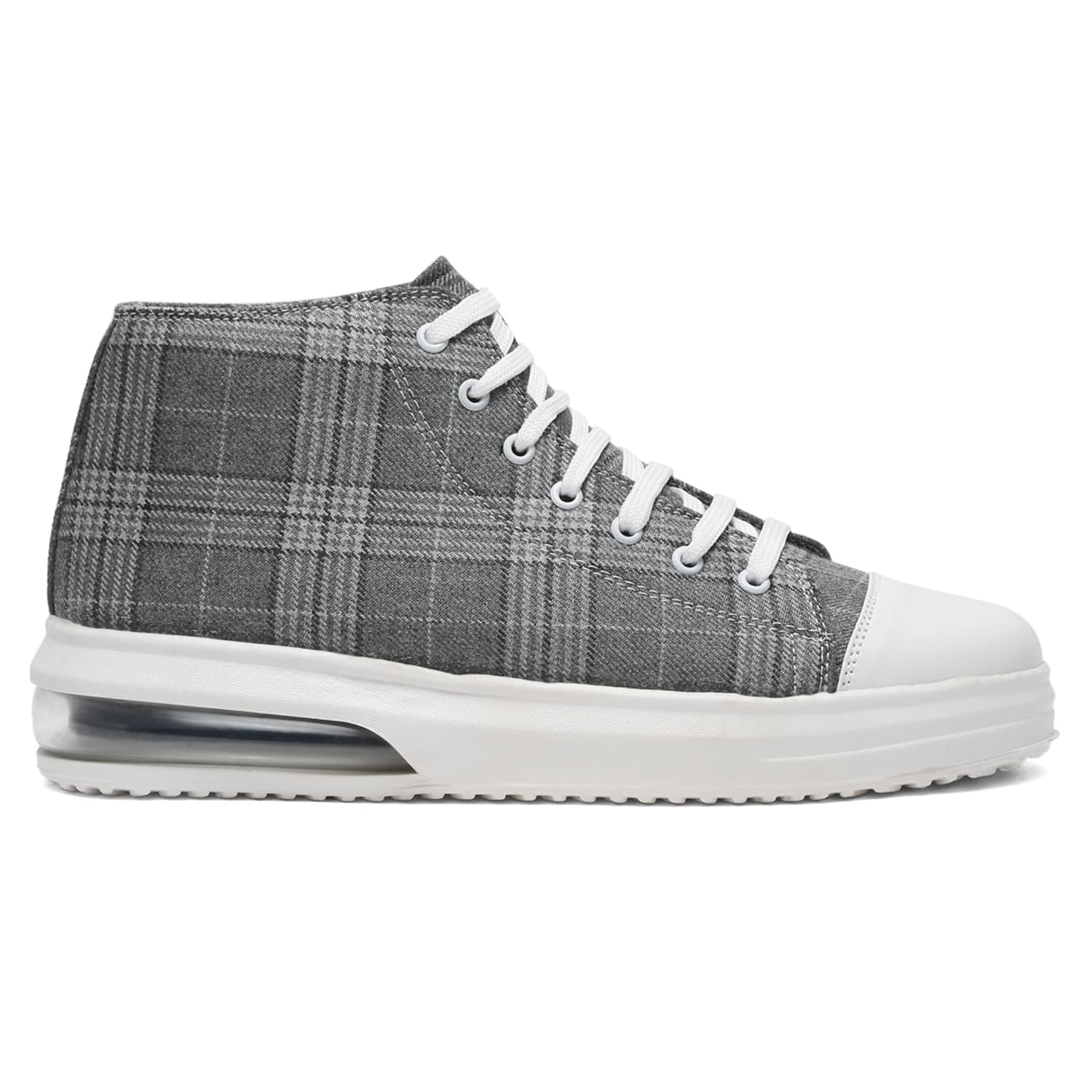 **MUTAQINOTI Men's Lightweight Canvas Sneakers - Lava Grey Checkered Casual Shoes for Running, Walking, Office & Dancing | Breathable & Comfortable for Daily Wear**