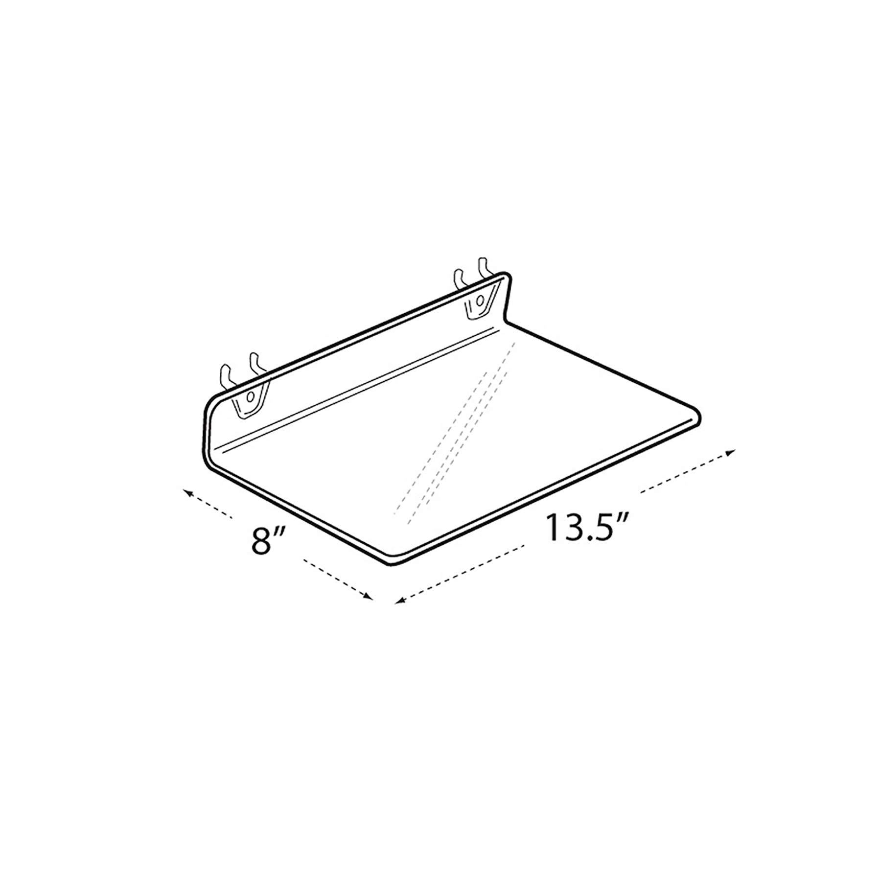 Azar Displays 556018 Clear Acrylic Shelf for Pegboard or Slatwall - 4 Pack | Durable Organizer for Retail Stores, Garages & Home Organization