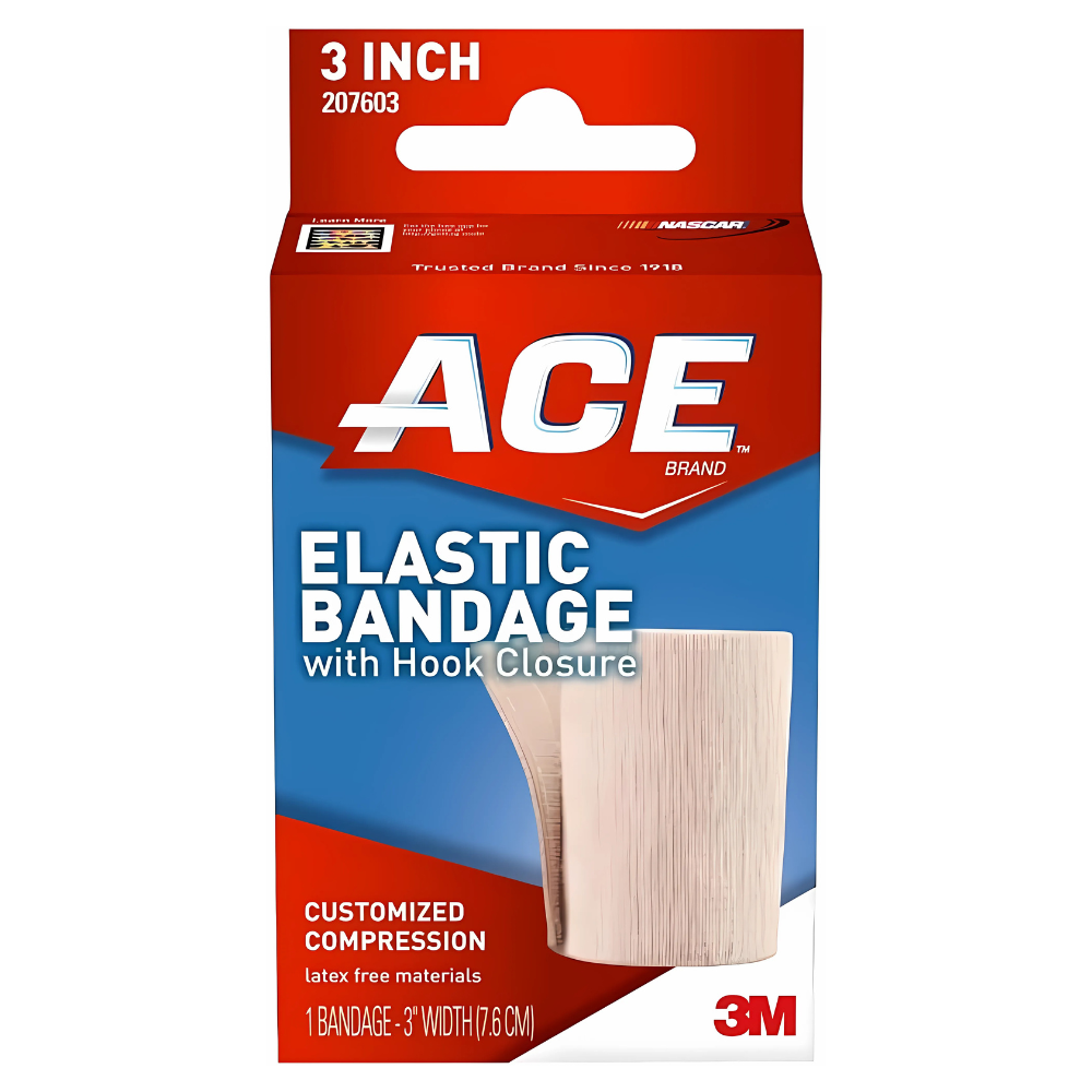 3M Ace Elastic Bandage with Hook Closure - Self-Adhering Support Wrap for Sprains, Strains & Injuries - Ideal for Sports, First Aid & Recovery