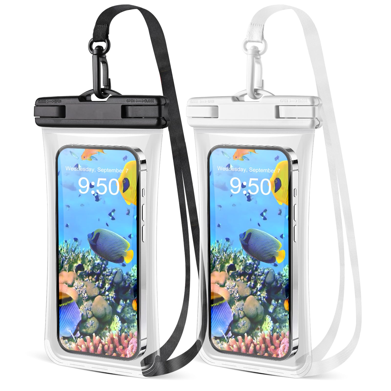 CITAMAMA Waterproof Phone Pouch for iPhone 15 Pro Max 14 13 & Galaxy S24 S23 Ultra - IPX8 Waterproof Smartphone Case [2 Pack] with 3D Seamless Frame (Fits Up to 6.9 Inch Phones) - Perfect for Swimming, Beach, Kayaking & Outdoor Activities