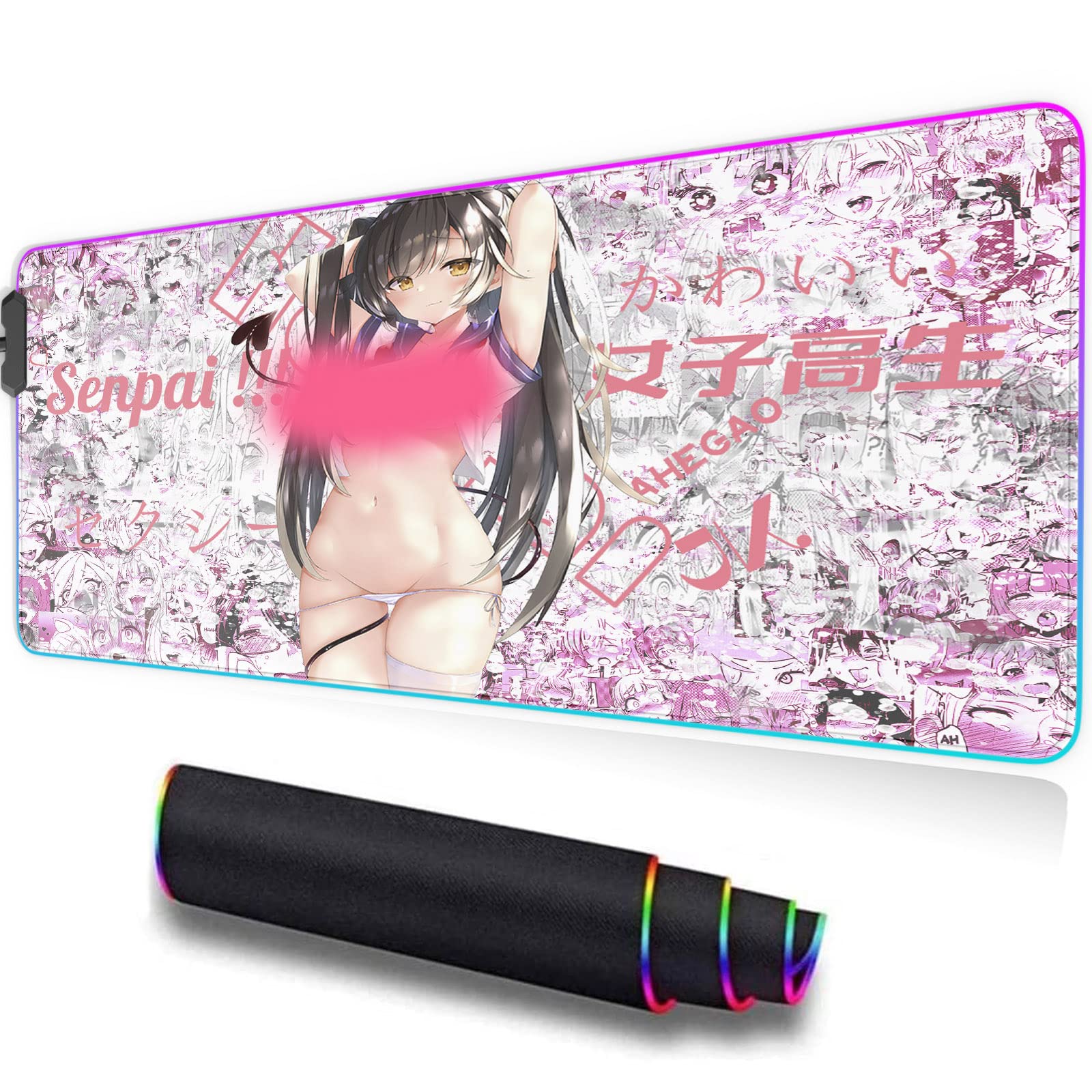 Premium Gaming Mouse Pad with RGB Backlight & Anti-Slip Base - 31.5×11.8 Inch Large Size, Stitched Edges, Water-Resistant Surface for Precision Gaming - Perfect for PC, Laptop, Esports & Office Use