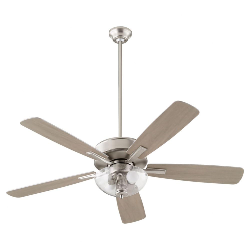 Ovation 52 Inch Ceiling Fan with LED Light Kit, Brushed Nickel Finish - Perfect for Living Room, Bedroom, and Outdoor Covered Patio