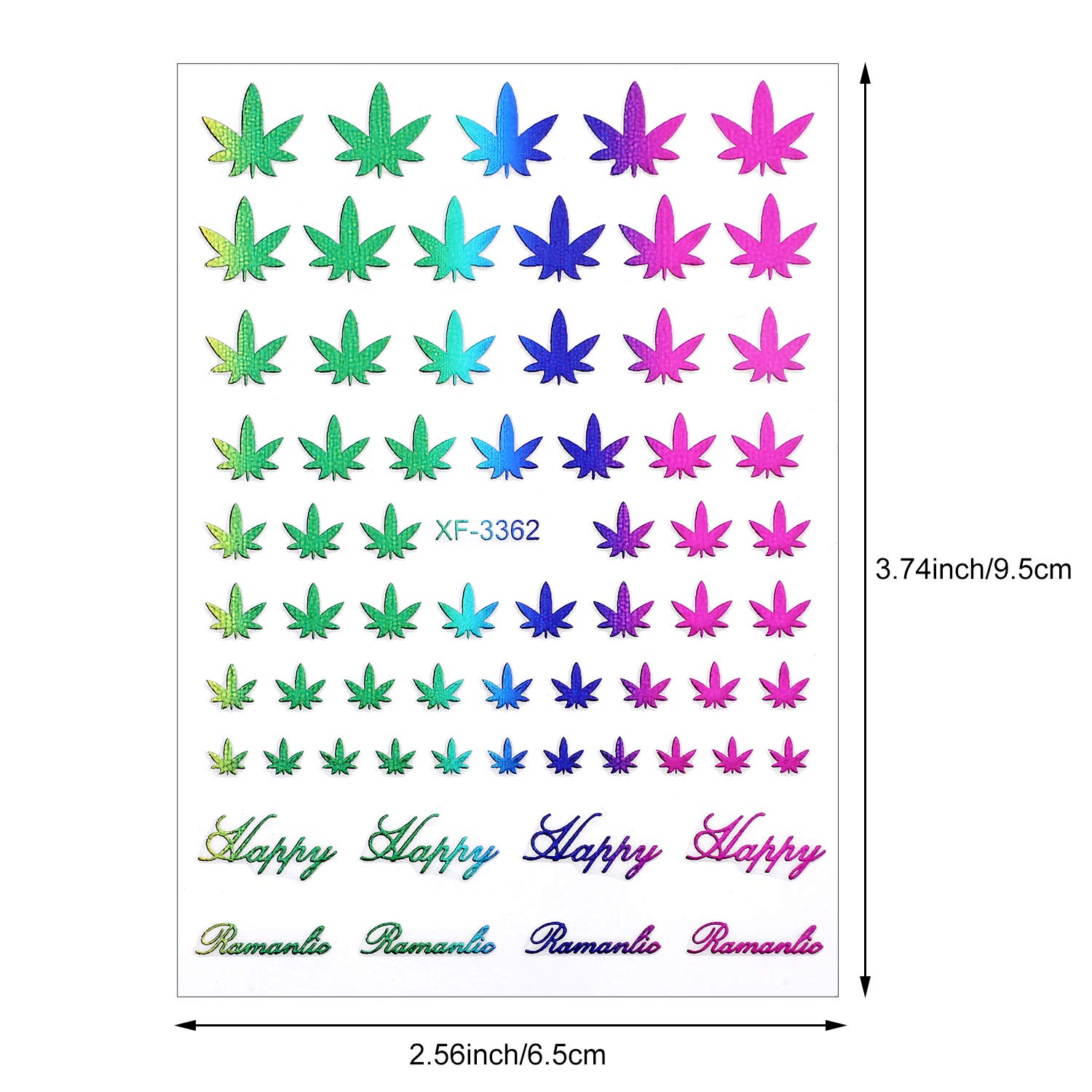 12 Sheets Pot Leaves Nail Stickers - Colorful Self-Adhesive Leaf Nail Decals for Women | Perfect for Fall Nail Art, Halloween Manicures & Nature-Inspired Nail Designs