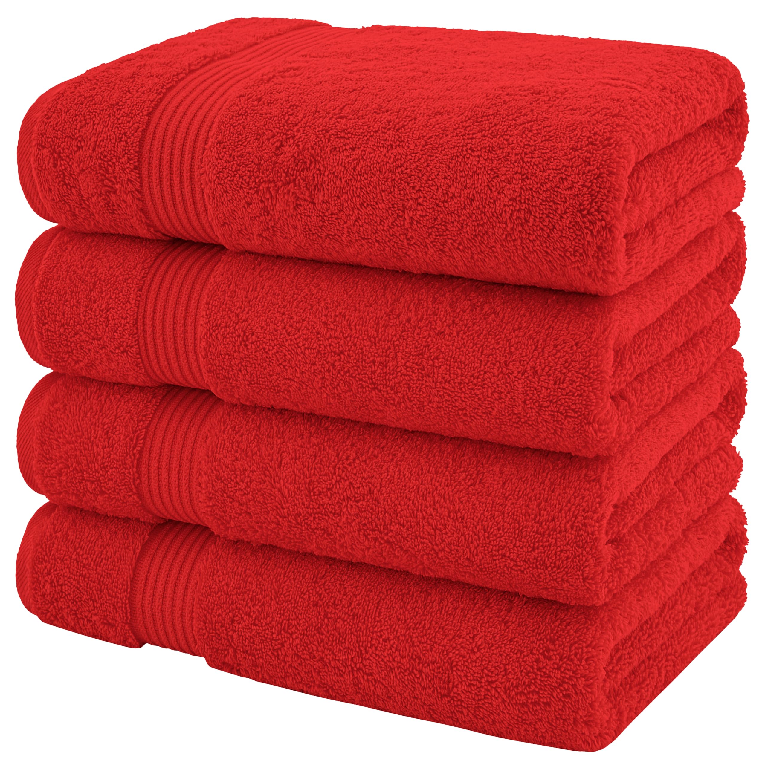 Premium 100% Cotton Turkish Bath Towels - 4 Pack Extra Large (27x54 Inches) - Ultra Soft & Absorbent for Spa, Bathroom & Beach - Red - Prime Eligible - Clearance Sale