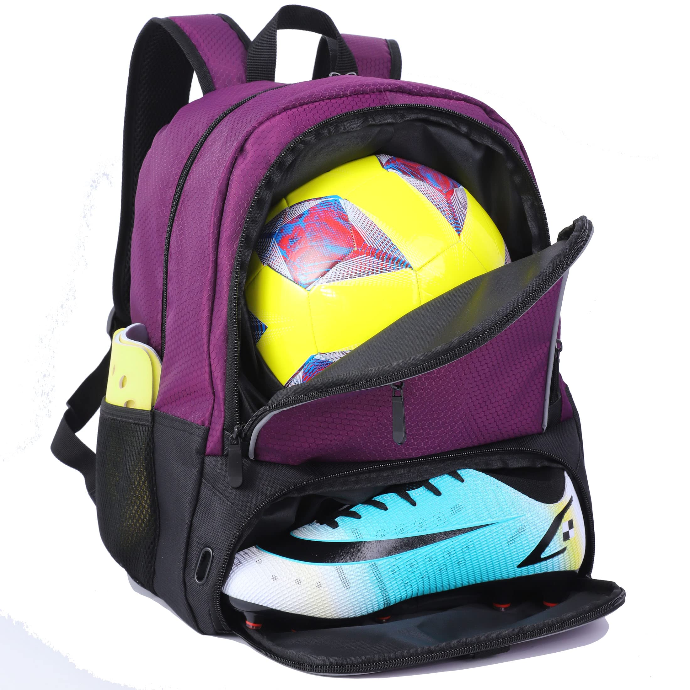 Youth Soccer Backpack for Boys & Girls - Waterproof Sports Bag with Ball Compartment for Soccer, Basketball & Gym - Perfect for Training, Travel & School