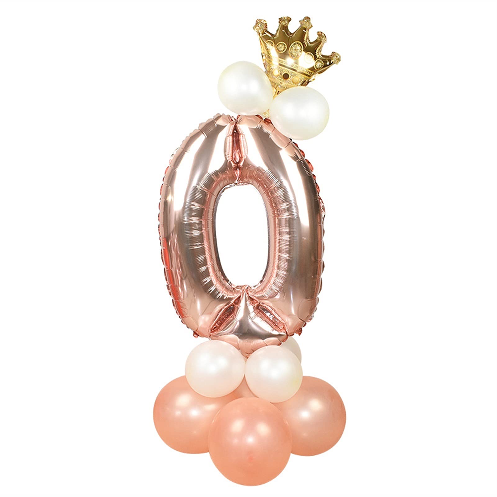 YCZOD 13-Piece Rose Gold Number Foil Balloons Set - Happy Birthday Decorations, Baby Shower & Kids Party Supplies - Elegant Number Balloons for Family Celebrations (Number 0) | Perfect for Birthday Parties, Gender Reveals & Anniversary Decor