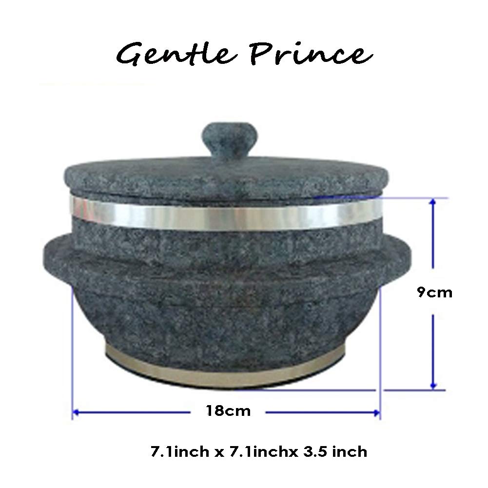 Gentle Prince Traditional Korean Stone Rice Cooker - 18cm Non-Stick Pot for Nurungji & Scorched Rice - Perfect for 2-3 People (7.1x7.1x3.5 inches) | Ideal for Home Cooking, Korean BBQ, and Authentic Asian Meals
