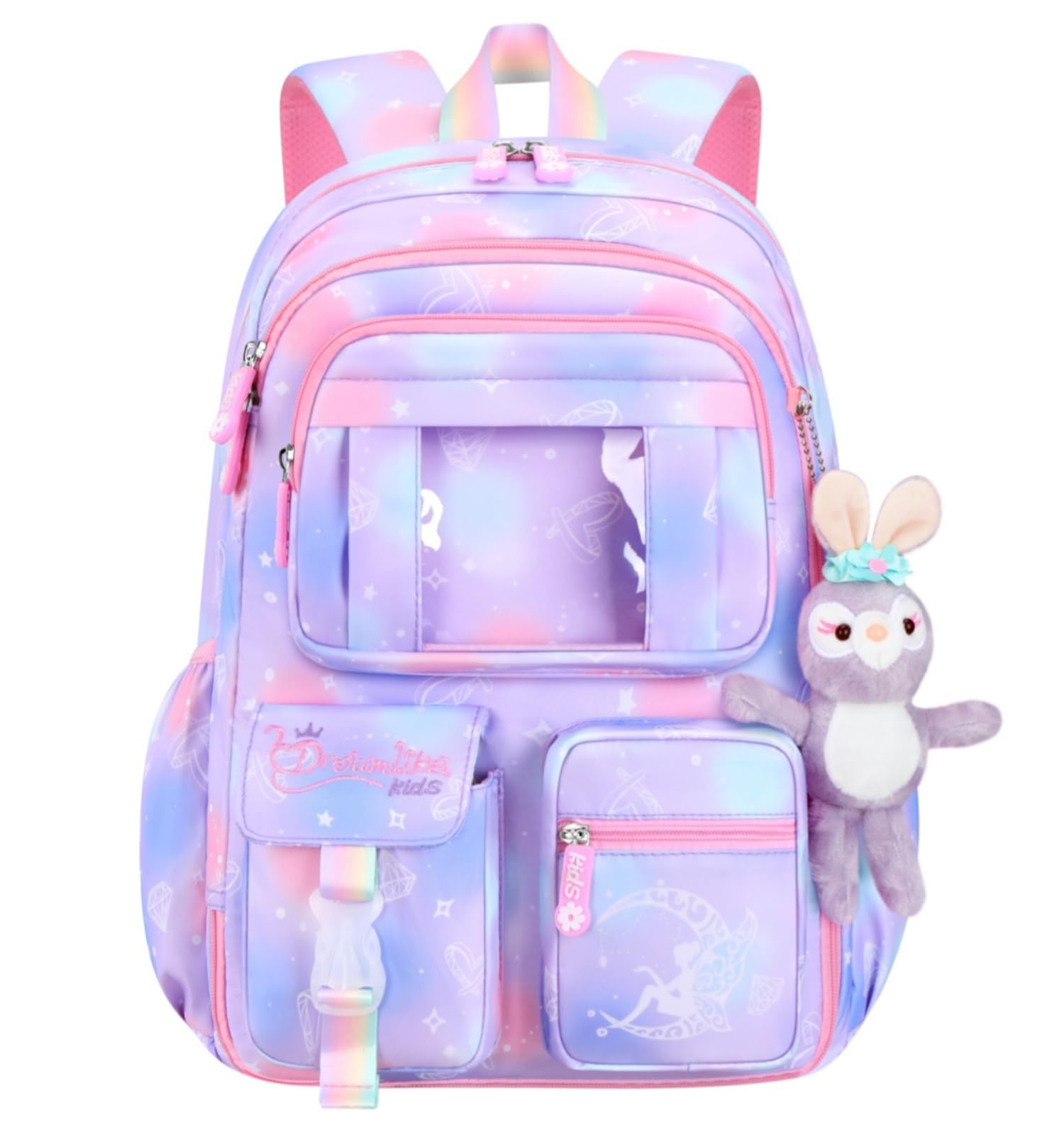 **Lightweight Girls Backpack for Elementary School - Purple Kids Bookbag with Multiple Compartments | Perfect for School, Travel & Daily Use**