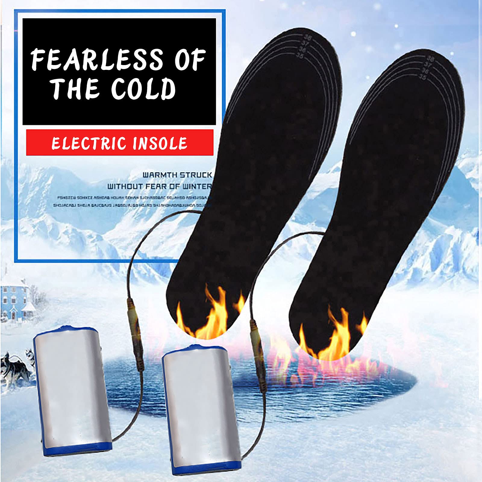 Electric Heated Insoles for Men & Women - Rechargeable Winter Warmth Insoles with USB Charging for Cold Weather, Hiking, and Outdoor Activities