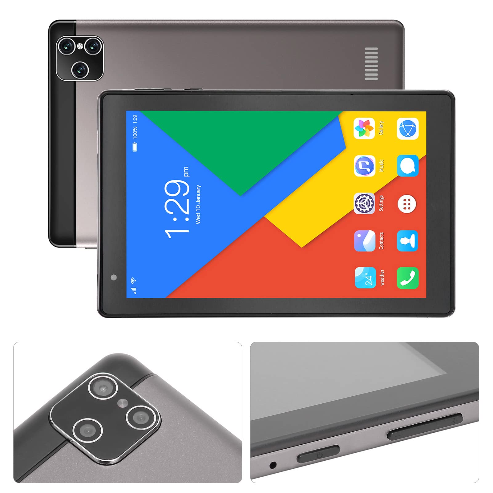 8 Inch Kids Tablet with Octa-Core Processor - 2GB RAM 32GB Storage, Dual Camera & IPS Screen - WiFi Bluetooth Learning Tablet for Toddlers Ages 6-12 (4500mAh Battery, Black/Grey) - Perfect for Homeschooling, Educational Apps & Safe Online Learning
