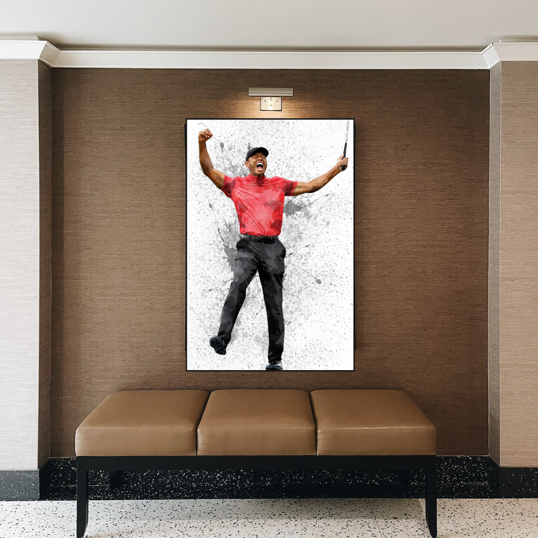 Tiger Woods Canvas Wall Art - Premium Golf Decor for Fans & Enthusiasts | Perfect for Home, Office & Man Cave Decorations