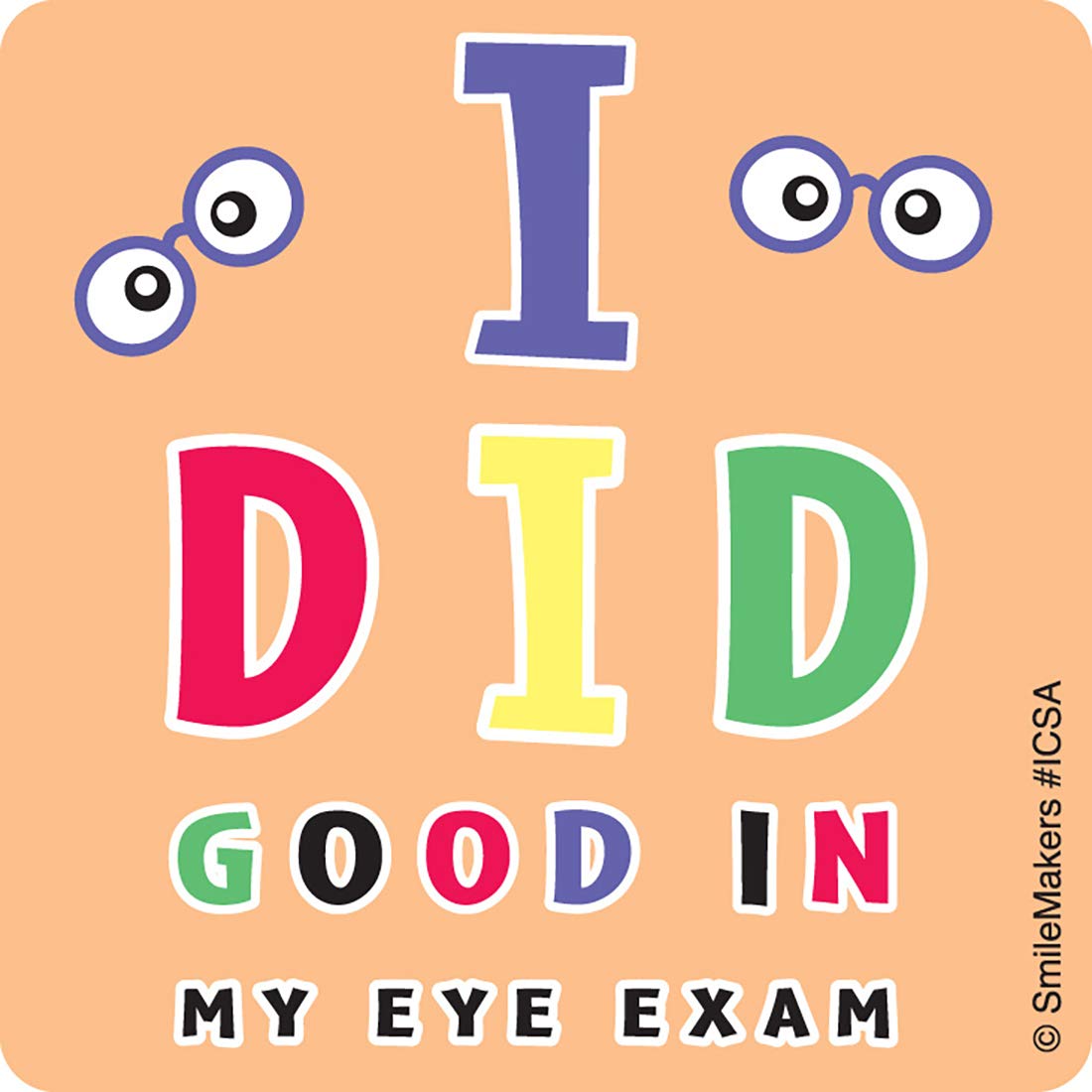 SmileMakers Eye Chart Reward Stickers - 100-Pack Classroom Incentives & Party Favors - Perfect for Teacher Prizes, Student Rewards, and Birthday Giveaways