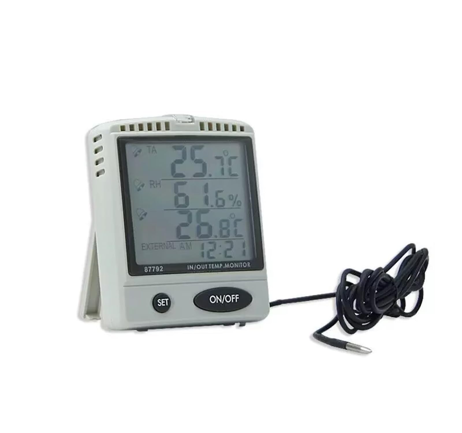 AZ-87792 Large Display Indoor/Outdoor Thermometer & Hygrometer with External Temperature Probe - Digital Humidity & Temperature Monitor for Home, Greenhouse, Warehouse, and Office
