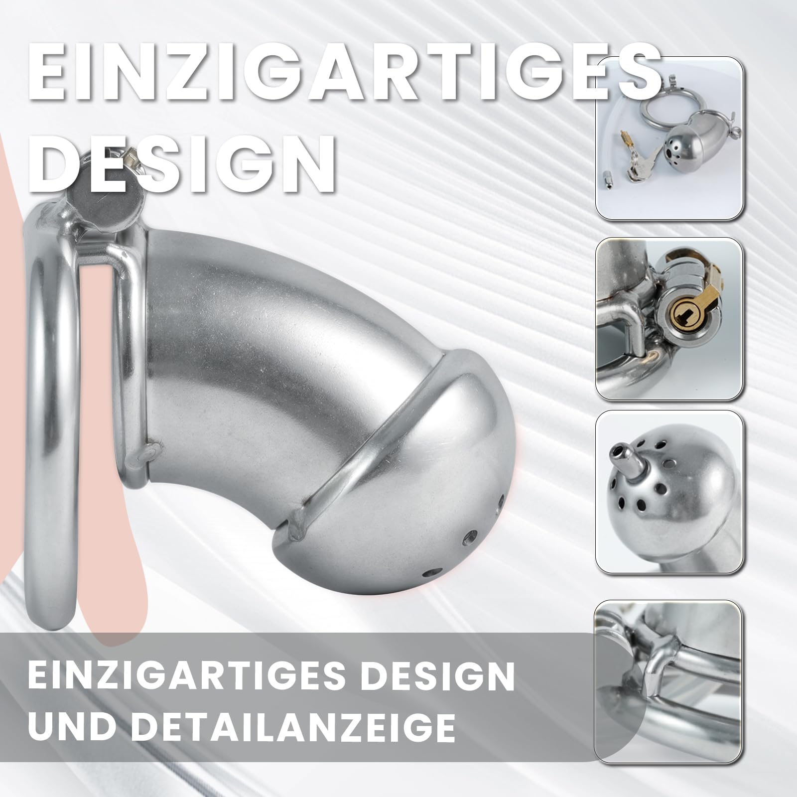 Stainless Steel Chastity Cage with Silicone Catheter - 3 Sizes Adjustable Penis Cage for Men, Cock Ring, Chastity Belt - BDSM Bondage Sex Toy for Couples (45mm, Large) - Perfect for Long-Term Wear & Tease Play