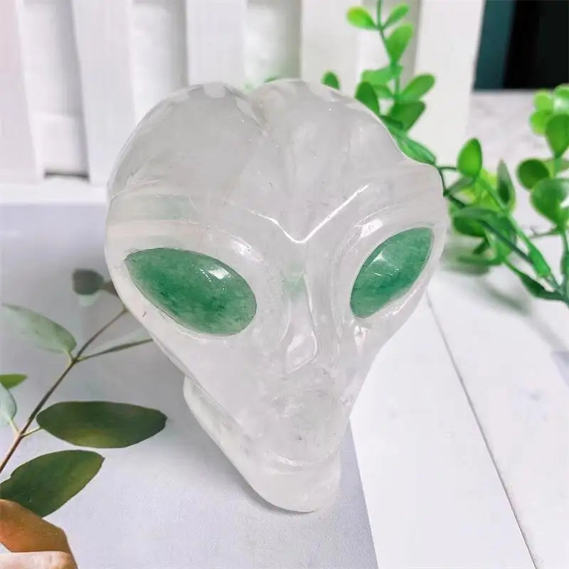 8cm Natural Stone Carved Alien Skull Statue - Healing Crystal Figurine, Gemstone Collection for Home Decor, Meditation & Spiritual Healing (1pc)