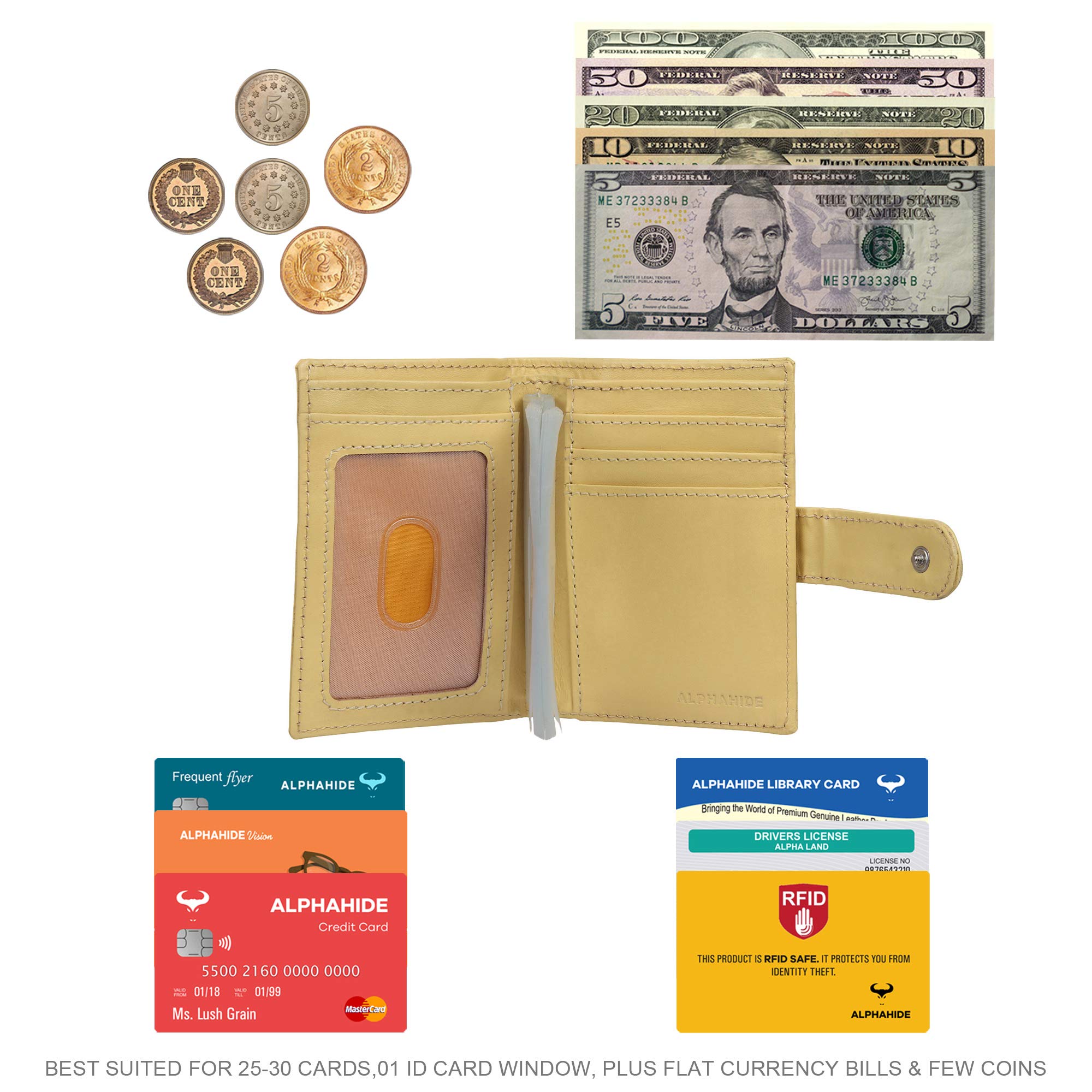 Genuine Leather RFID Blocking Credit Card Holder Wallet for Men & Women - Holds 25 Cards - Large Capacity Slim Bifold Design - Perfect for Travel, Business & Everyday Use