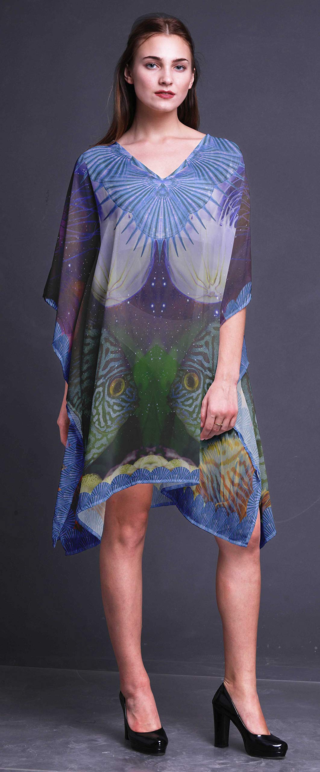 Women's Beach Kaftan Cover Up - Flowy Midi Dress & Bikini Short Caftan for Summer Vacation, Pool Party, and Resort Wear