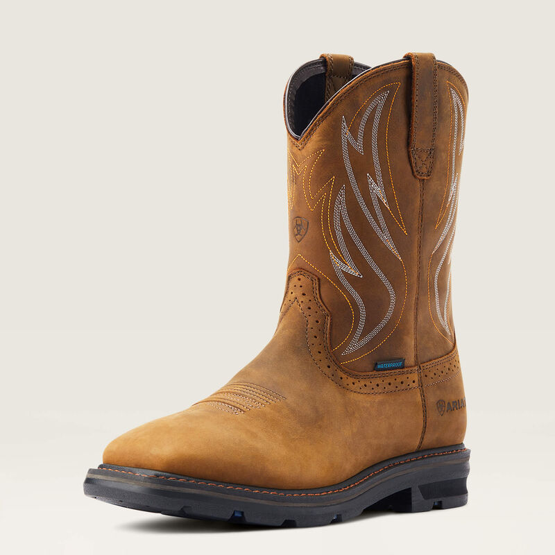 Sierra Shock Shield Waterproof Work Boots for Men - Steel Toe Safety Shoes with Slip Resistance, Electrical Hazard Protection - Ideal for Construction, Hiking & Outdoor Work