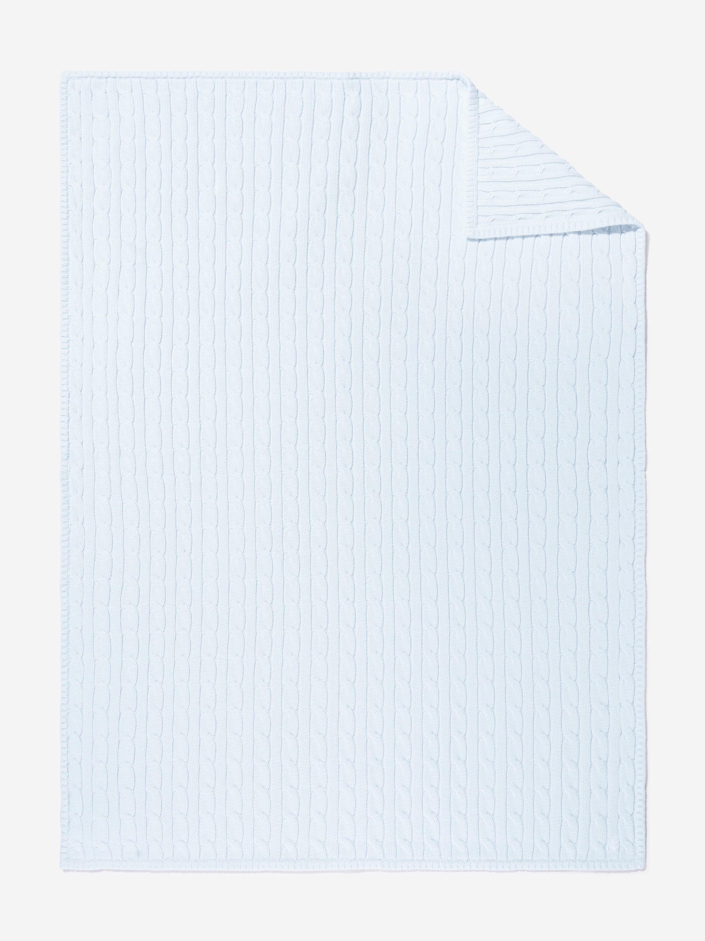 Soft Blue Baby Boys Cotton Cable Knit Blanket - 40 Inch (101cm) Warm & Cozy Nursery Blanket for Newborns, Infants & Toddlers - Perfect for Crib, Stroller, Swaddle & Photo Shoots