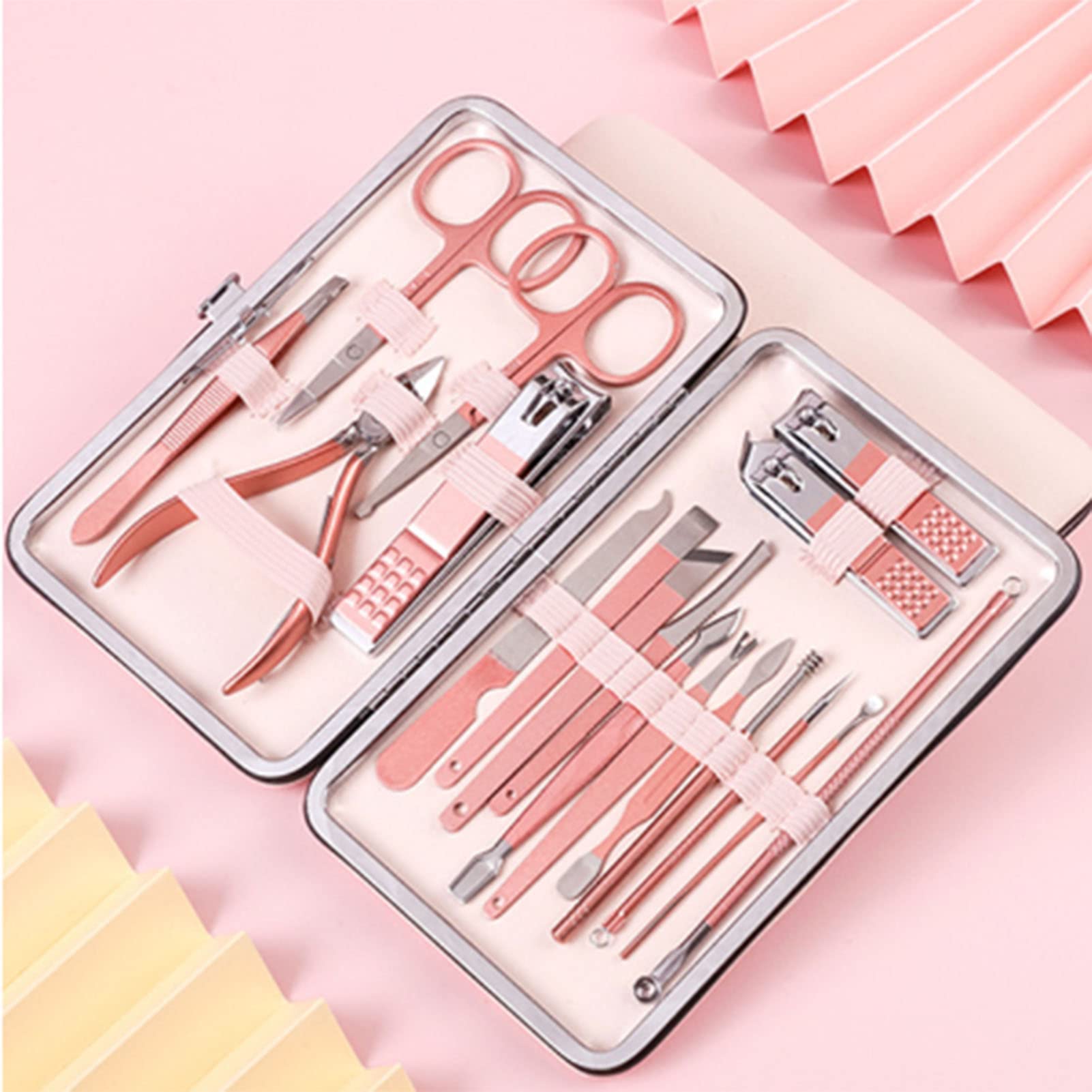 18Pcs Stainless Steel Nail Clippers Set - Professional Nail Scissors, Cuticle Trimmer & Pedicure Kit for Manicure, Acne Cleaning & Nail Care | Perfect for Home, Salon & Travel Use